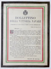 WWI - Bollettino della Vittoria Navale originale del 12 Novembre 1918