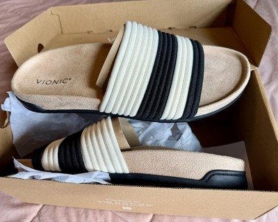 Vionic Evie Women's Slide Sandal Size 11 NEW BLACK/CREAM