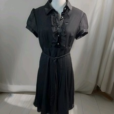 Jessica Howard Classy Little Black Dress Short sleeve Ruffle Women 8 Vtg. EC