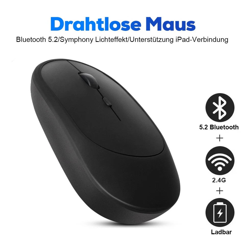 Maus Kabellose Computermaus Maus mit Akku Wireless Mouse USB Laptop Funkmaus - Bild 3 von 4