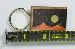 Vintage Sky West Albuquerque New Mexico Keychain Brass Wood Turquoise (243)