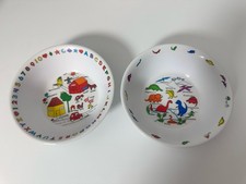Vintage 1987 Anacapa Melamine Ware Kids Bowls Lot 2 Dinosaur Farm ABC 123