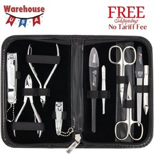 10 piece manicure pedicure grooming kit set for finger toe nail care