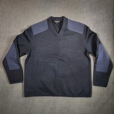 Cobmex Commando Sweater Mens Size XL Black Pullover Patched Military Sweater