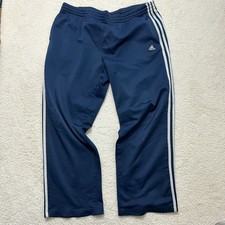 Vintage Adidas 3 Stripe Track Pants Men's XL Navy Blue Y2K Open Leg Baggy 2006
