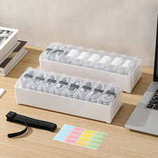 Large Cable Organizer Box with 16 Clear Switch Case, 2 Pack Clear Phone Charger