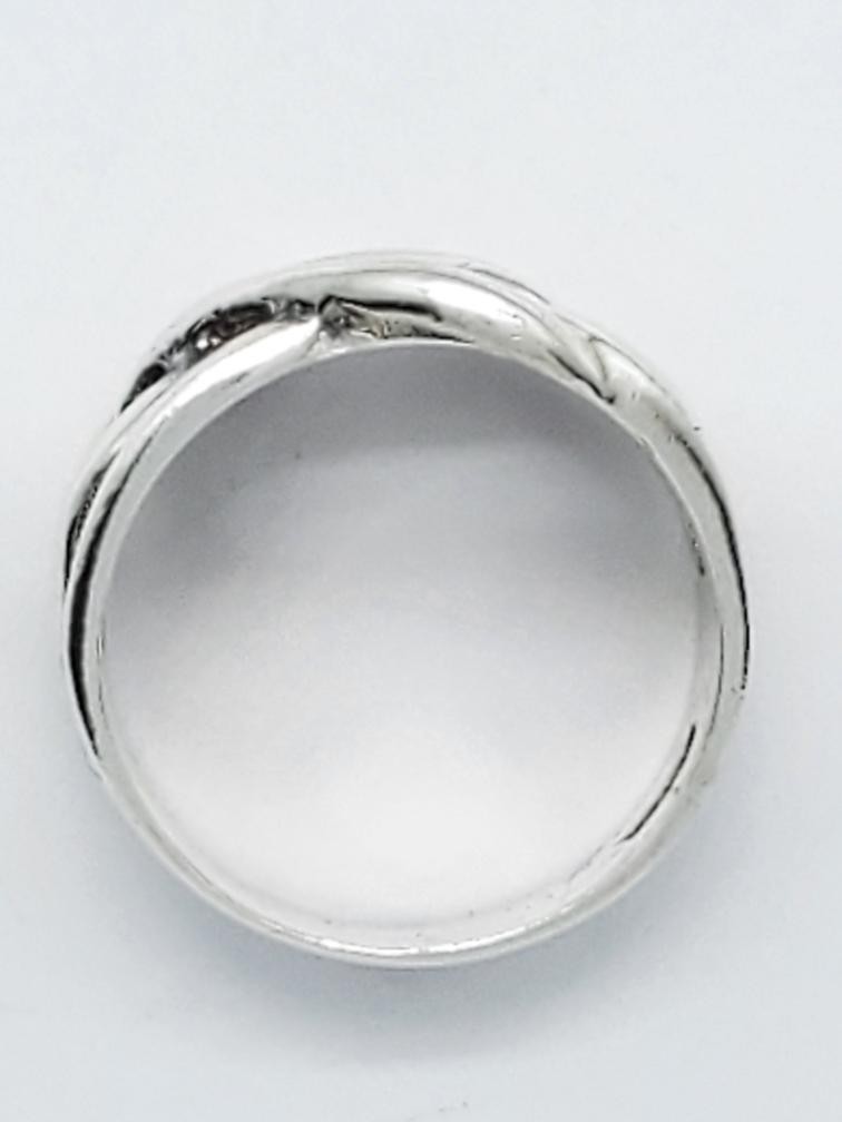925 Solid Silver Woven Crossover Ring Size 5 (AP1… - image 6
