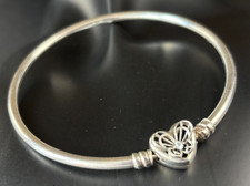 PANDORA Moments HEART & BUTTERFLY 925 Silver Bangle 592593C01