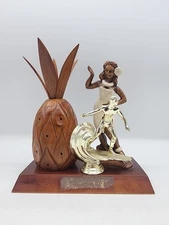 Vintage 1970s Surfing Trophy - Pineapple - Treasurecraft Hula Girl