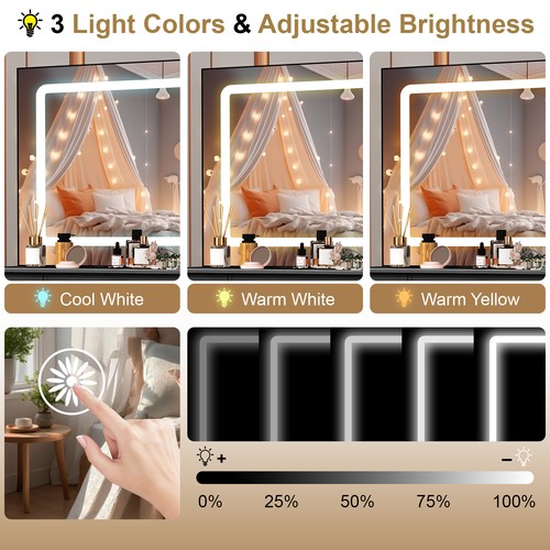 Juego de tocador espejo iluminado LED 7 cajones maquillaje tocador escritorio regalo - Imagen 4 de 11