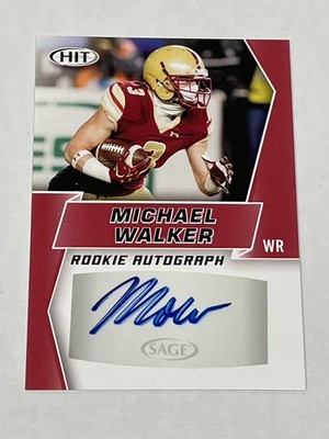 2019 SAGE HIT Football Autographs Red - Michael Walker RC - Boston College