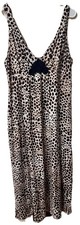 LINEA DONATELLA Women  s XL Cheetah Print Long Nightgown V-Neck Spandex Vintage
