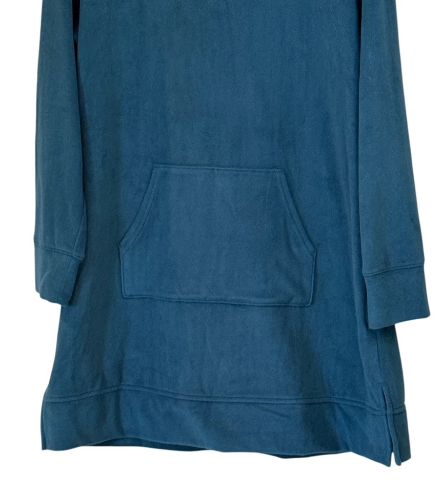 Denim & Co. Womens Fleece Hooded Tunic Sweatshirt Teal Kangaroo Pocket Sz M NWOT - Image 4 of 4