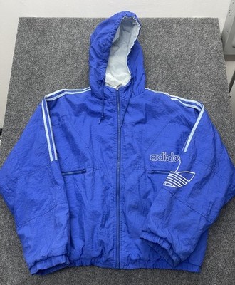 Vintage Adidas Puffer Jacket Mens Sz Large 90s Quilted Full Zip Trefoil Blue Y2K