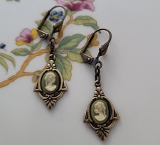 Victorian Style Cameo Earrings made w/ Vintage NOS - New Old Stock Jewelry Parts