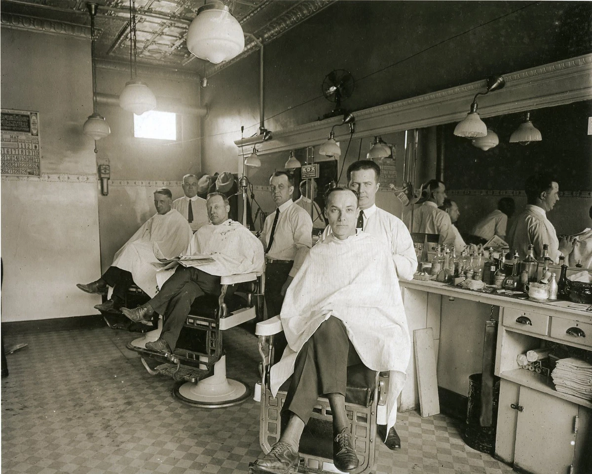 Vintage Three Chair Barber Shop Antique Barbers Old Time Barbershop 1924 GREAT