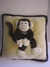VNTG Monkey - animal pillow 16 16 Inch plush tan/ brown 3D kids FuN