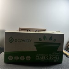 ECOVITA Compostable Paper Bowls 16 Oz 150 Disposable Bowls TAN R517
