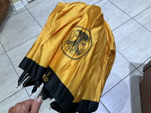 Authentic Fendi Vintage Logo Travel Umbrella Gold Black Made in Italy Unused - Picture 11 of 18