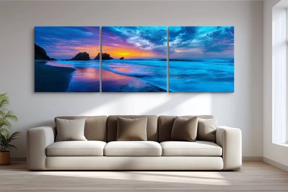 Impresión en lienzo Prisma de las mareas para decoración del hogar, póster de decoración de pared al atardecer de playa Foto 3 de 4