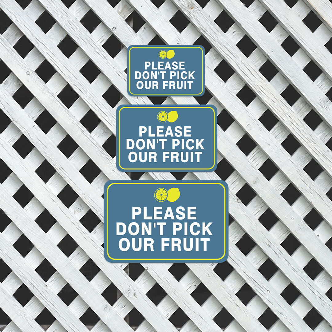 Schild 'Please Do Not Pick Fruit' – Gelbes Alu-Verbundschild Für Garten & Hof (21,6 X 25,4 Cm)