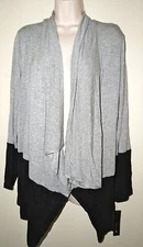 AB STUDIO Women's Colorblock Flyaway Open Cardigan Gray/Black Size XL New Tags