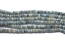 13" Strand Blue  White SAPPHIRE 4mm Faceted Rondelle Beads /d8