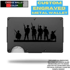 Soldier Silhouettes Laser Engraved Onto An Aluminum Wallet