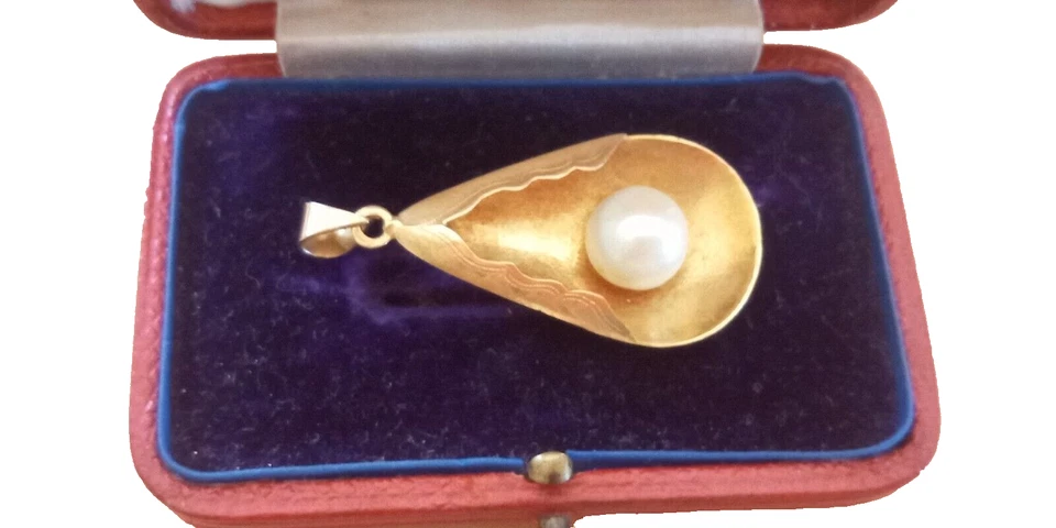 CIONDOLO antico ORO giallo 750 18kt con meravigliosa PERLA Akoya naturale mare - Immagine 4 di 4