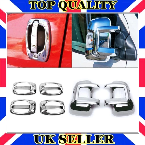 Chrome Mirror Cover + 4 Door Handle Cover For CITROEN RELAY 2006-UP (SHORT ARM)
