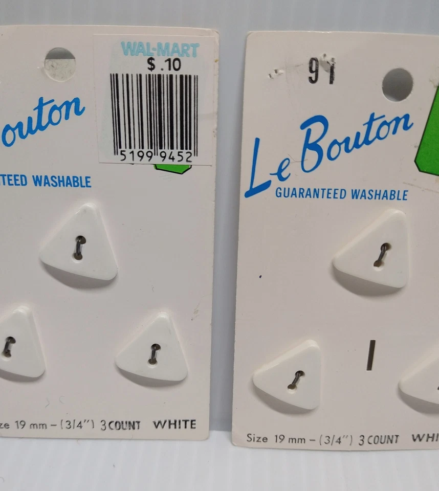 Vintage White Triangle 2-Hole Buttons Sleeve & Shirt 2 Size Lot 1/2" & 3/4" - Image 3 of 4