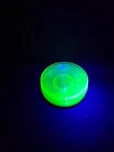 Set Of 6 Depression Era Federal Georgian Lovebirds Uranium Glass Saucers