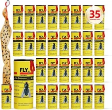 Fly Traps for Indoors Outdoor, Paper Strips Sticky Hanging, 35p, Yellow 