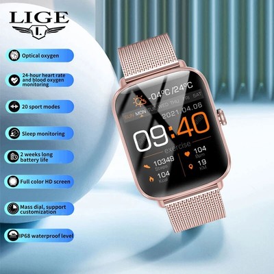 LIGE Smart Watch Damen Pulsmesser Sport IP68 Wasserdicht Apple Samsung..
