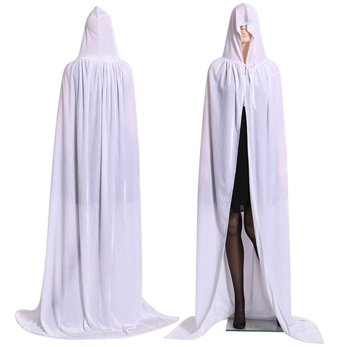 Halloween Velvet Cloak Cape Gothic Hooded Costume Vampire Cosplay Party Medieval - Picture 16 of 20
