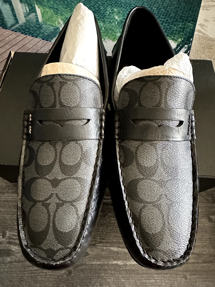 COACH Men's Shoes Loafer Size 12 US Black Leather MOTT COACH Men's Shoes Loafer Size 12 US Black Leather MOTT