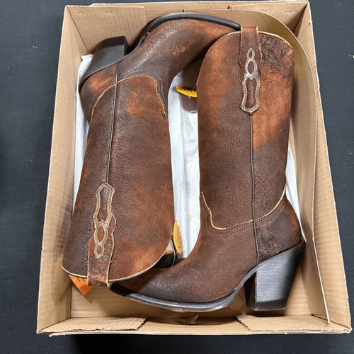 New Corral Z5202 Brown Lamb Embroidery Pointed Toe Western Boots 8.5