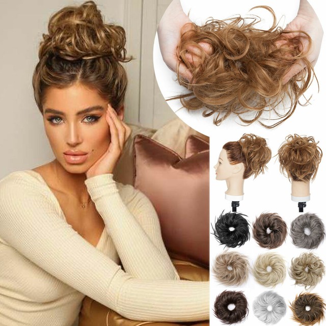 US Large Thick Messy Bun Hair Piece Scrunchie Updo Curly Hair
