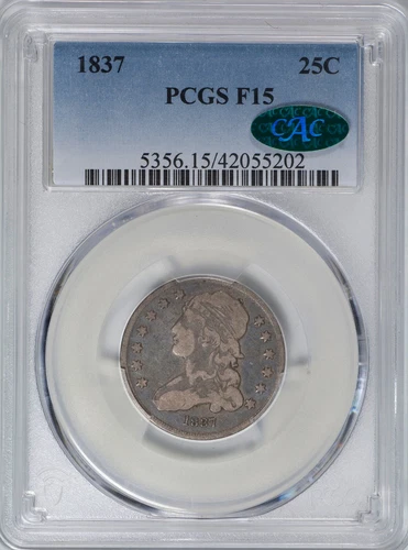 1837 25C Capped Bust Quarter NGC F15 CAC