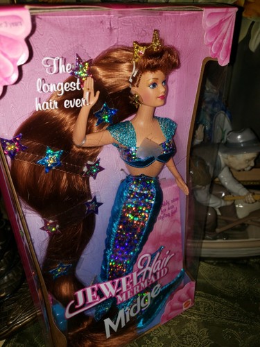 Barbie 1995 Mattel Jewel Hair Mermaid 14589 bambola "Midge" nuova con scatola - Foto 9 di 12