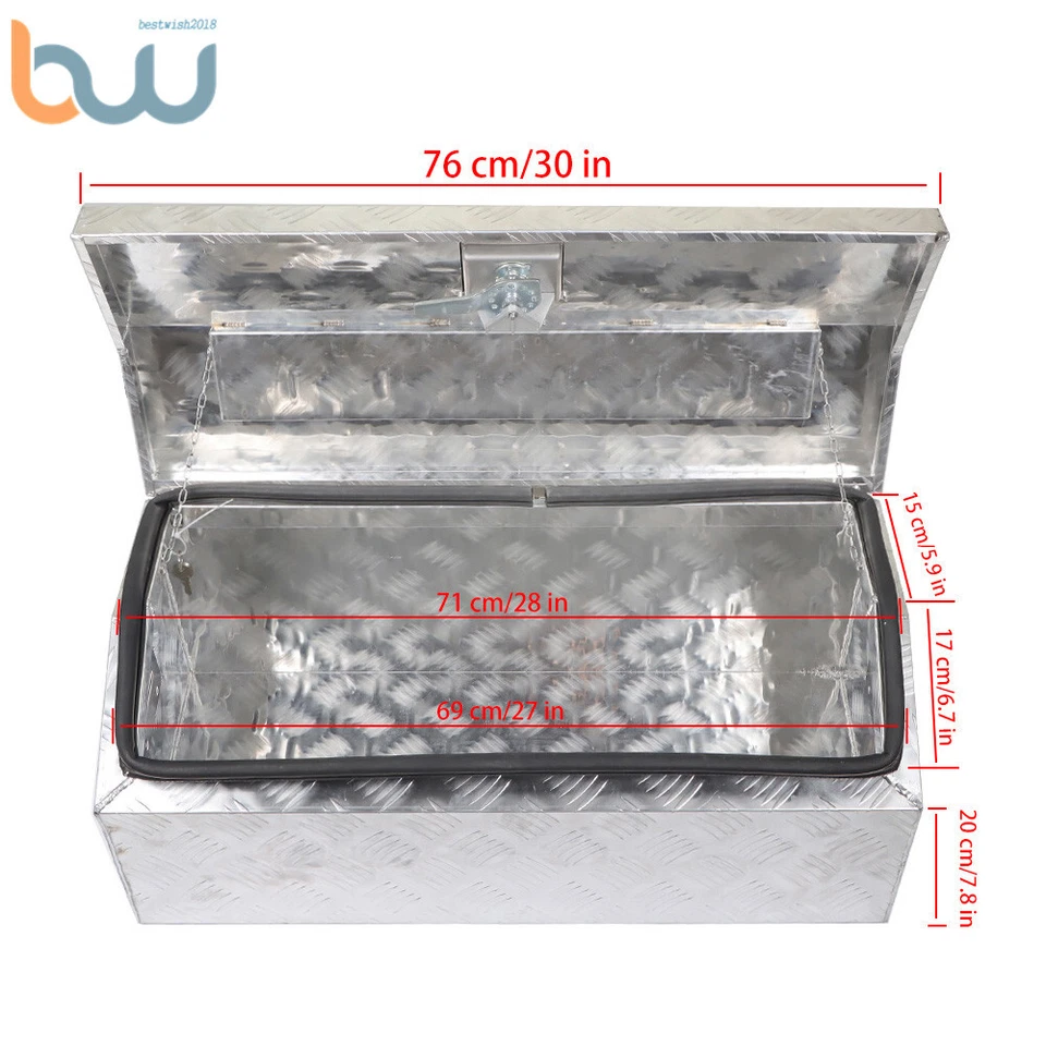 30 x 13 "x 13" 铝制存储工具箱 适用于重型卡车拖车 拾音器 RV — 第 3/4 张图片