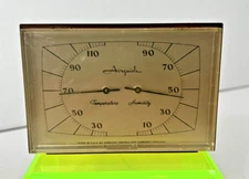 Temperature And Humidity Gauge Airguide Desk Wood Grain Plastic.