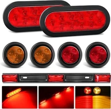 Nilight 6 Inch Oval Trailer Tail Light with flush Mount Grommets Plugs