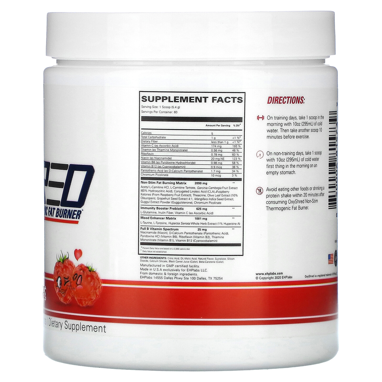 Oxyshred NonStim, Thermogenic Fat Burner, Raspberry Kisses, 11.4 oz