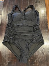 Daci Women Plus Size One Piece Swimsuits Tummy Control Black Vintage Ruched New