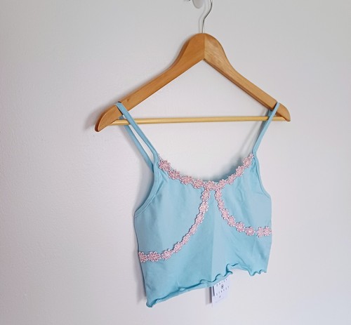 Daisy Street Top Size 10 Cropped Vest Floral Blue Pink Summer Festival Brand New - Picture 2 of 12