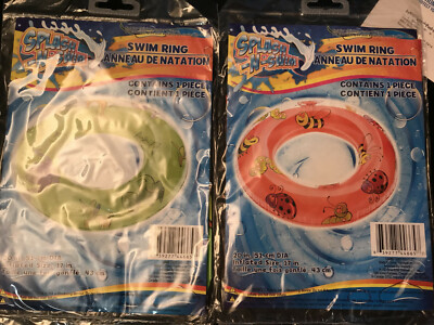 SPLASH 'N SWIM Set of 2 Inflatable 20'' Swim Rings Red & Green BRAND NEW SEALED
