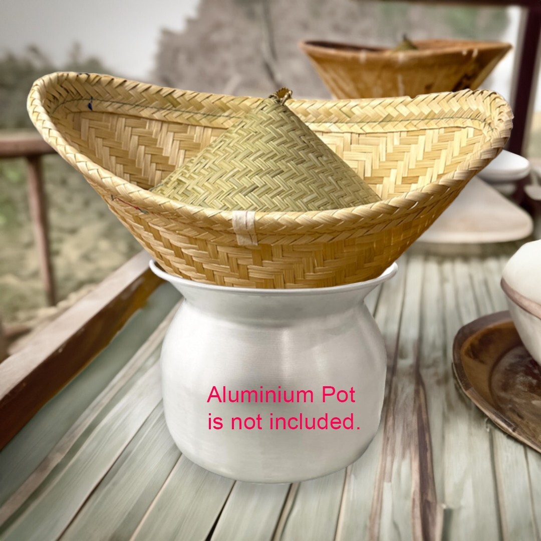 Bamboo Basket Thai Bamboo Rice Steamer Basket With Lid & Paddle ...