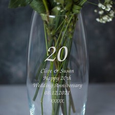 Personalised Glass Vase For 20th Wedding Anniversary Gifts Ideas Couple Mum Dad