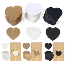 100pcs Heart Shape Blank Kraft Paper Hang Tag Wedding Birthday Party Favor Tags